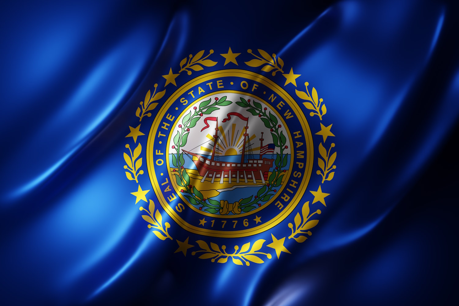 3d rendering of a detailed and textured New Hampshire USA State flag
