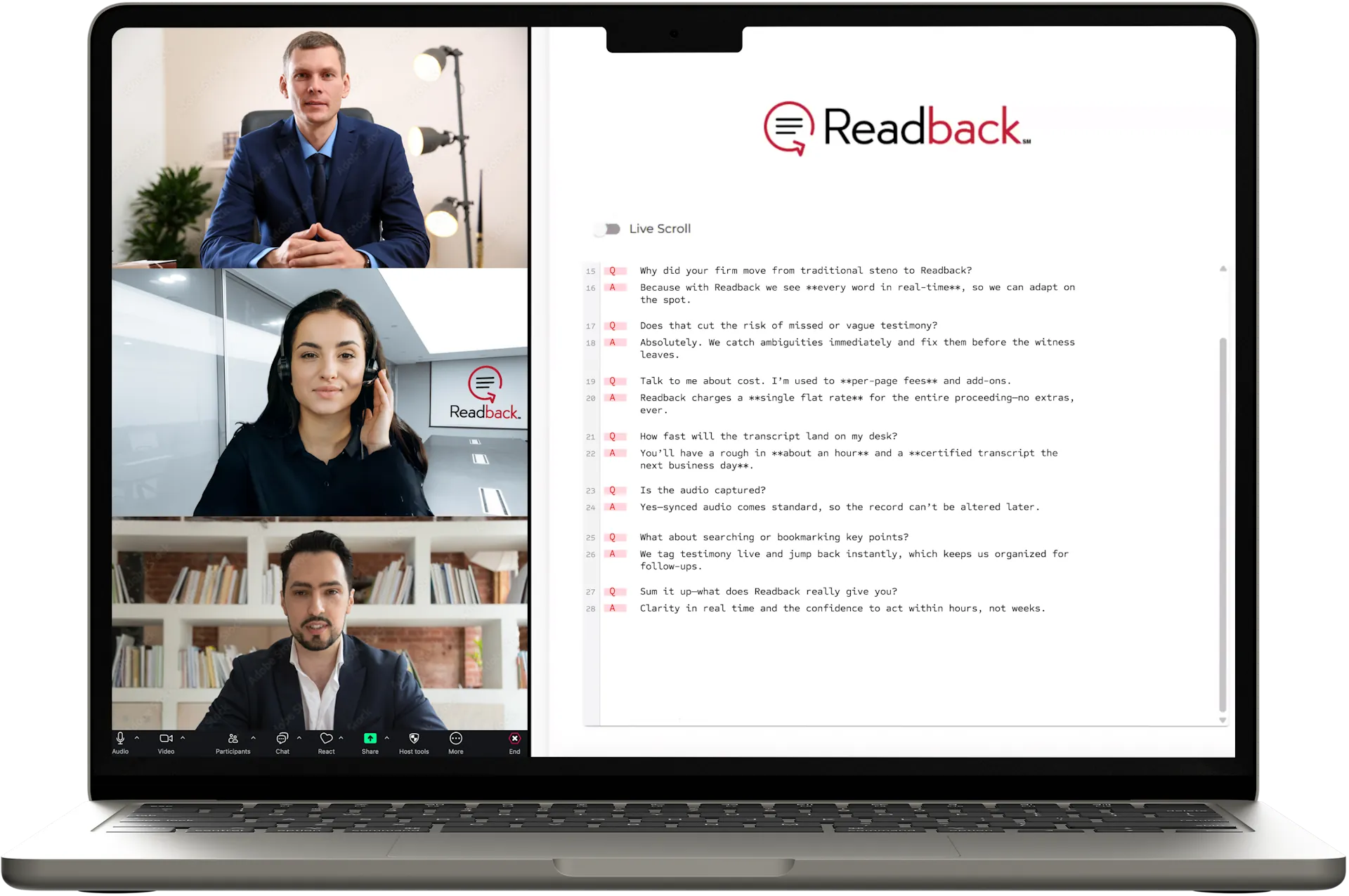 Readback Viewer on Laptop